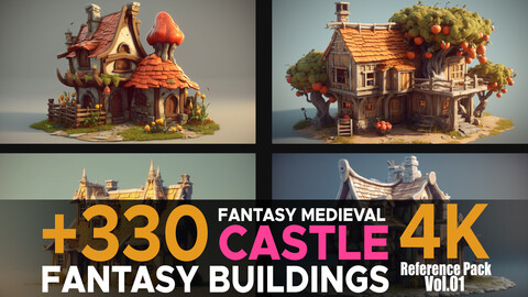 +330 Fantasy Medieval Castle(Fantasy Buildings) Vol.01