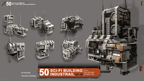 50 FUTURISTIC (BUILDING) INDUSTRIAL GREEBLE