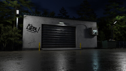 Darkness Garage Scene 3D Blender File (Textured) + (FBX - OBJ - MTL Files)