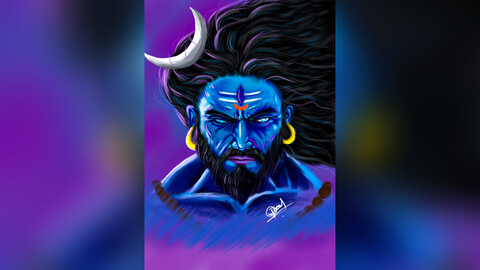 Digital painting of lord shiva