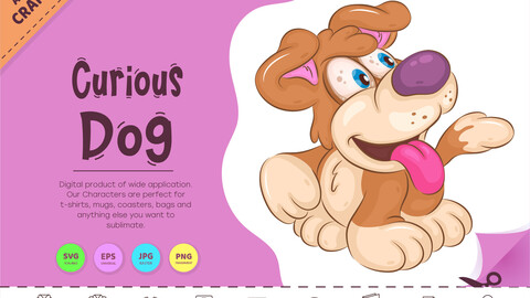 Cartoon Curious Dog. Clipart.