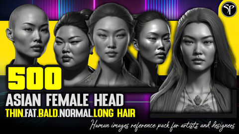 500 Asian Female Head - 4K Reference Image Pack - Vol 22