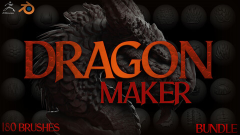 Zbrush + Blender Dragon Maker 180 Brushes Bundle 20% OFF