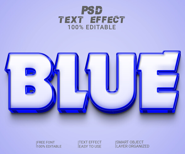 ArtStation - 3D Blue. PSD fully editable text effect. Layer style PSD ...