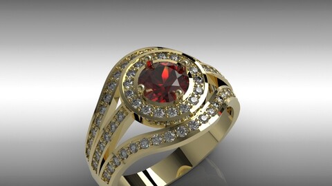 Classic diamond/gemstone ring (3D model for 3D printing and CNC)