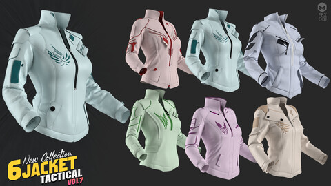 6 models of men's jacket tactical / marvelous & clo3d / OBJ / FBX