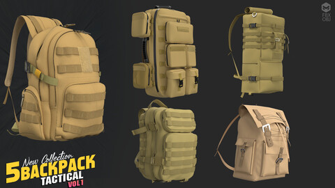 5 models of Military tactical back pack / marvelous & clo3d / OBJ / FBX1