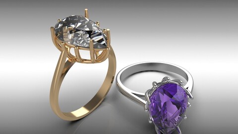 Delicate ring that highlights the beauty of the diamond/stone (3D model for 3D printing and CNC)
