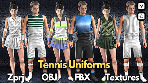 Tennis No.1: Marvelous Designer + Clo3d + OBJ + FBX + Texture