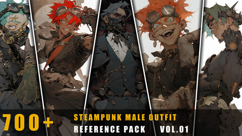 700+ Steampunk Male Outfit - References Pack Vol.01