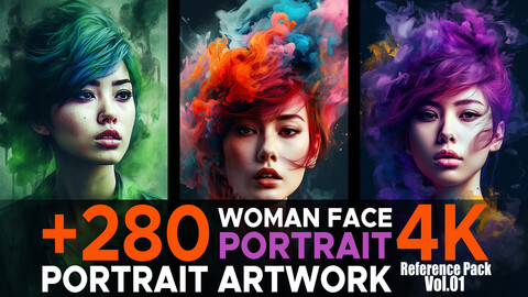 +280 Woman Face Artwork(Portrait Artwork) Vol.01