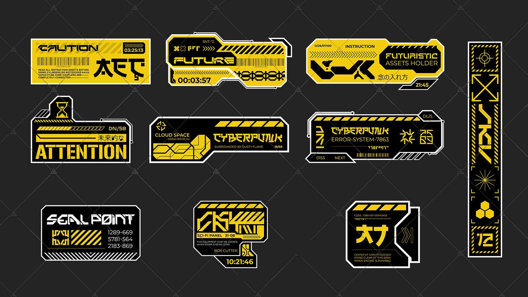 ArtStation - 150 Sci-Fi Labels & Signs (Ai, Png, Jpg) | Game Assets