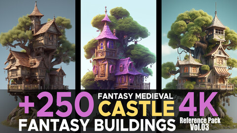 +250 Fantasy Medieval Castle(Fantasy Building) Vol.03 4K
