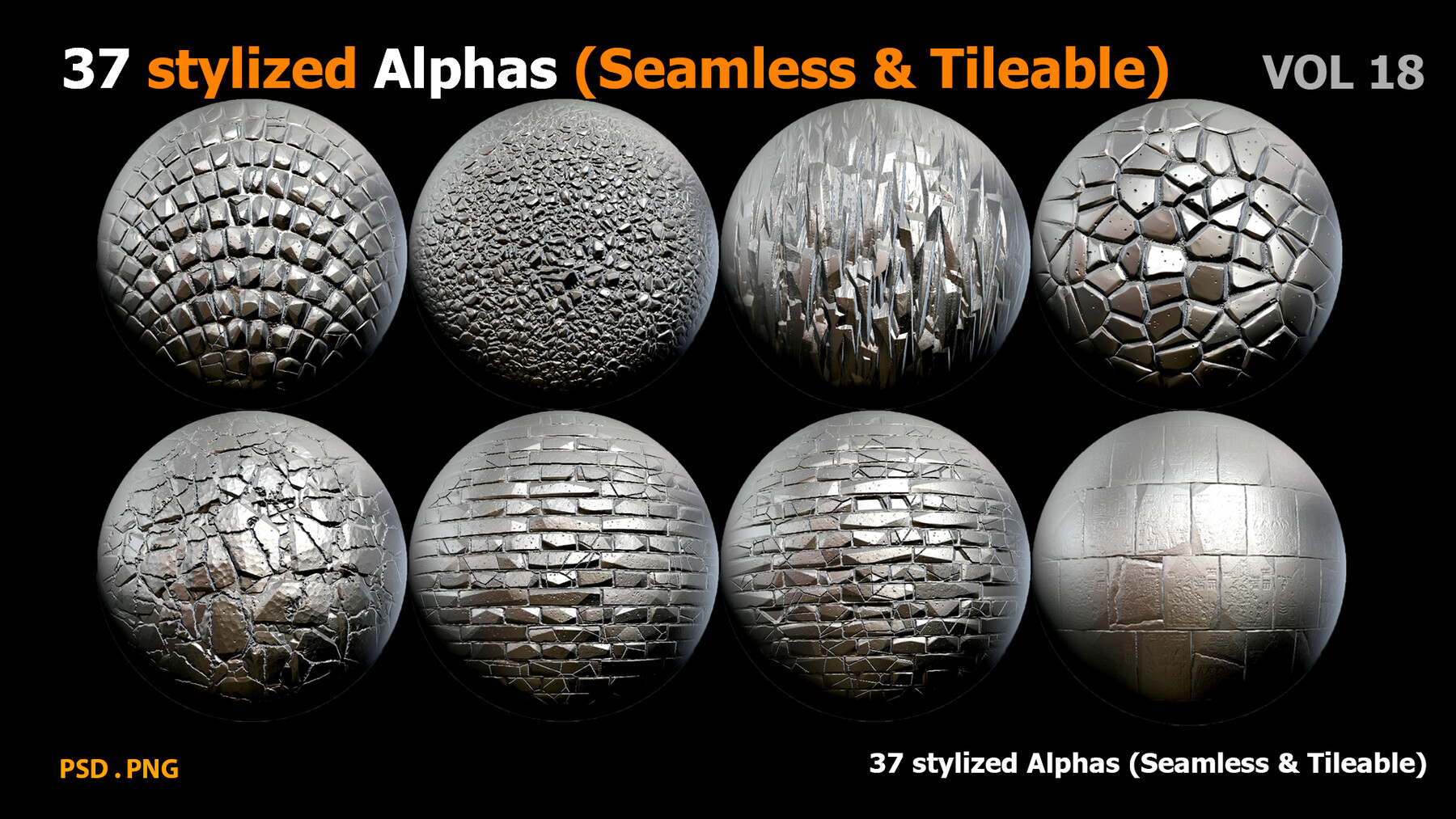 ArtStation - 37 Stylized Alphas (Seamless & Tileable) | Brushes