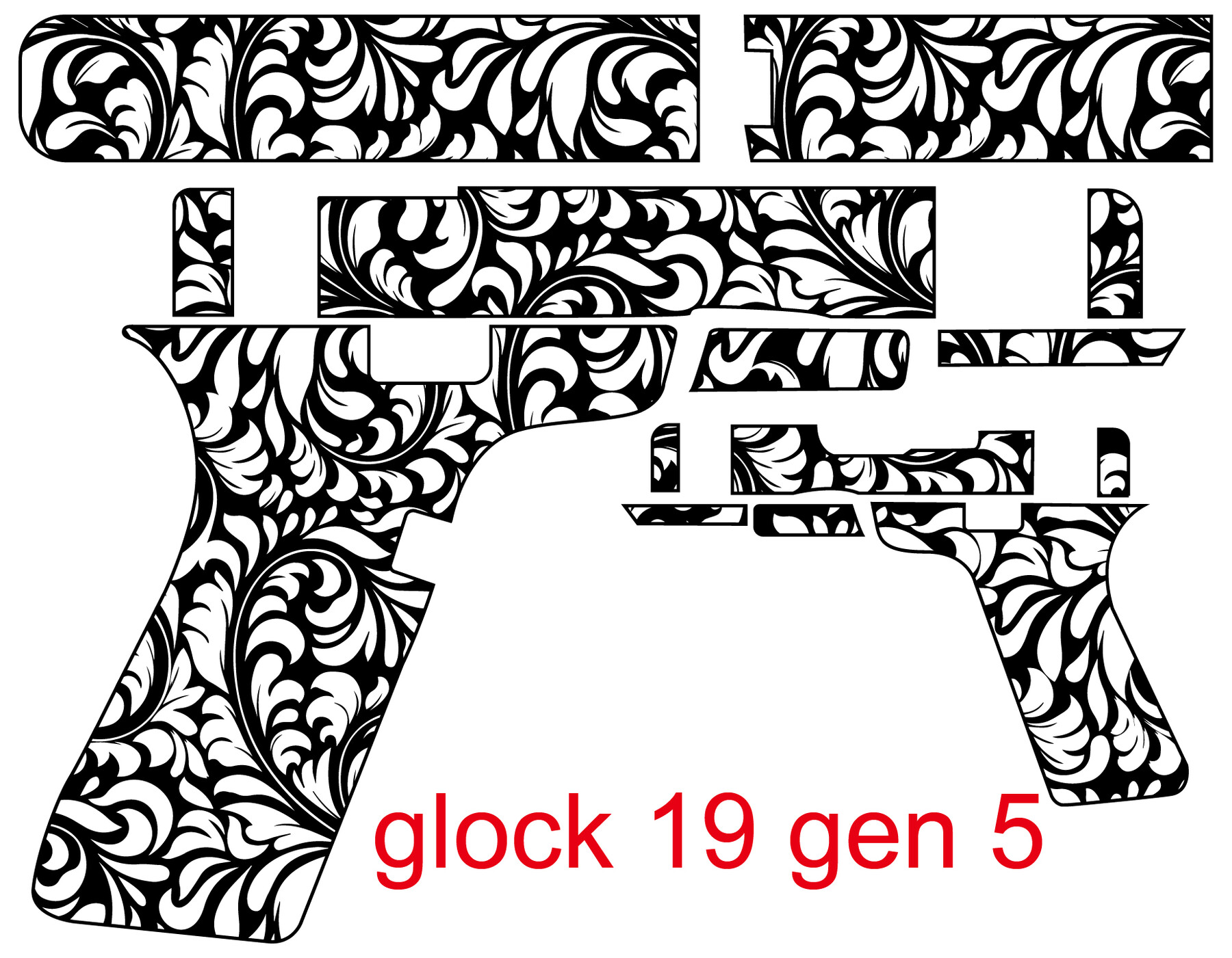 ArtStation - Glock 19 gen 5 Floral Patterns Vector engraving design ...