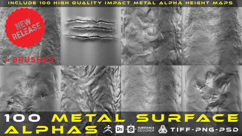 100 Metal Surface Alpha + 100 Brush
