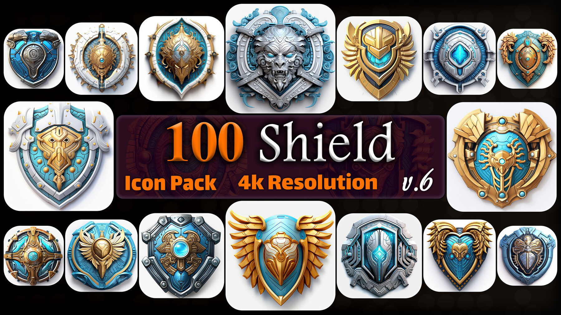 ArtStation 100 Shield Icon Pack 4K v.6 Artworks