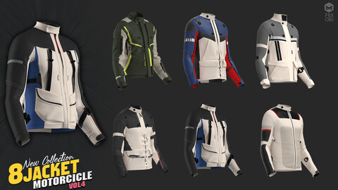 8 models of man's jacket motorcicle / marvelous & clo3d / OBJ / FBX