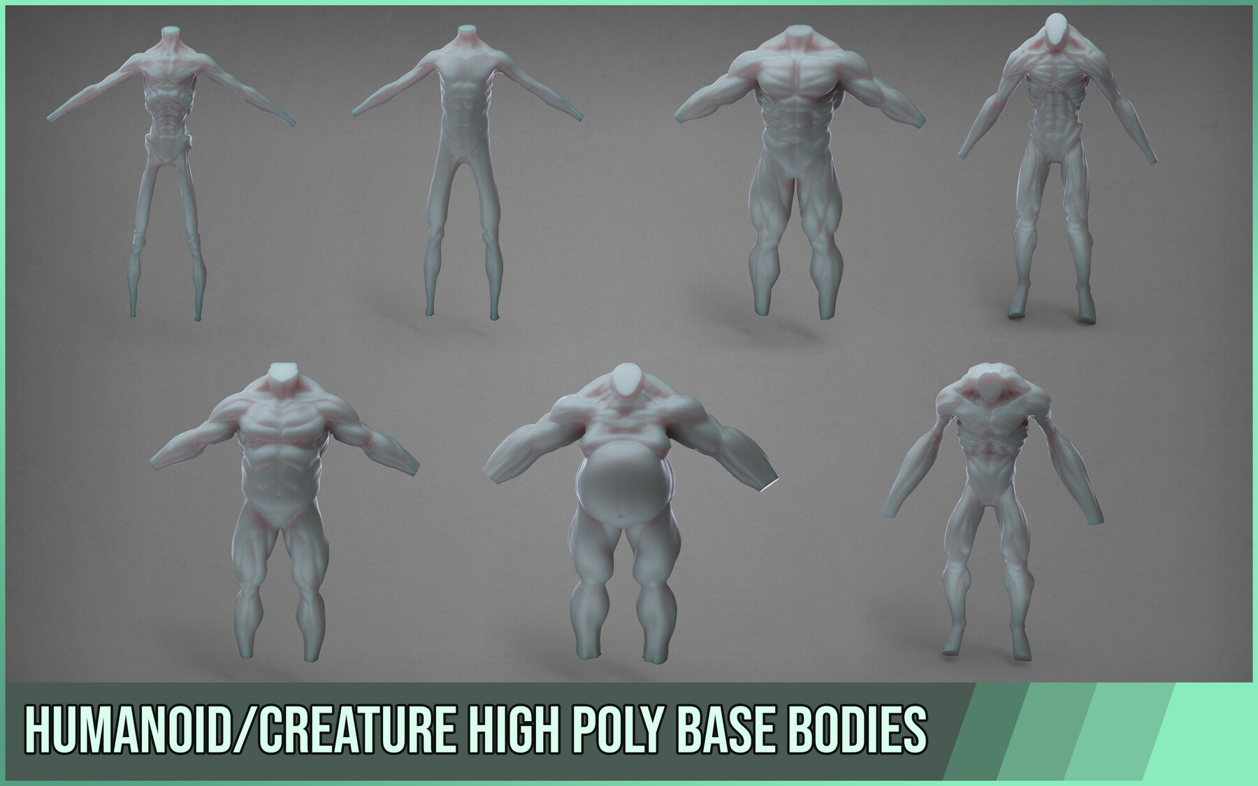 Humanoid/Creature base body mesh pack