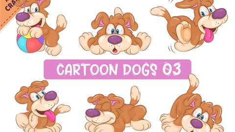 Set of Cartoon Dogs 03. Clipart.