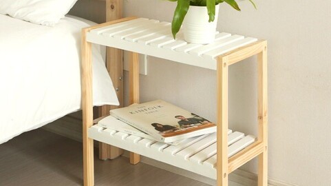 Solid wood two-tier book shelf 500 white