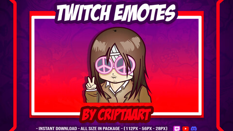 TWITCH Emote | Eren Emote | Eren Hippie | Love and Peace | Anime Emote | Chibi Emote | Shingeki Emote | Attack on Titan