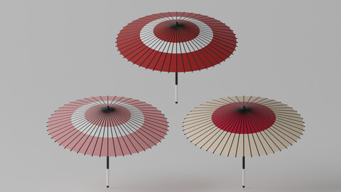 Cartoon Japanese Umbrella Collection 3d model