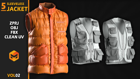 5 Sleeveless Jacket - VOL02 / Clo3d(MD) Project