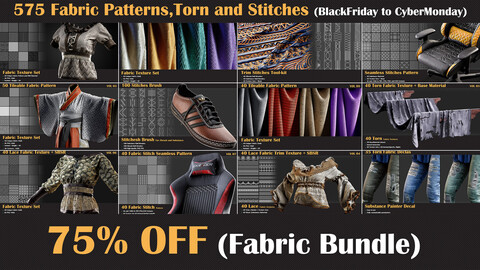 575 Fabric Patterns and Brush Tools (Fabric Bundle)