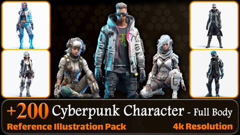 200 Cyberpunk Character (Full Body) Reference Pack | 4K | v.1