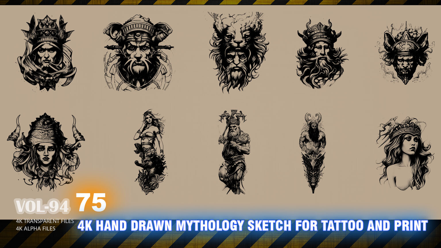 ArtStation - 75 4K HAND DRAWN MYTHOLOGY SKETCH FOR TATTOO AND PRINT ...