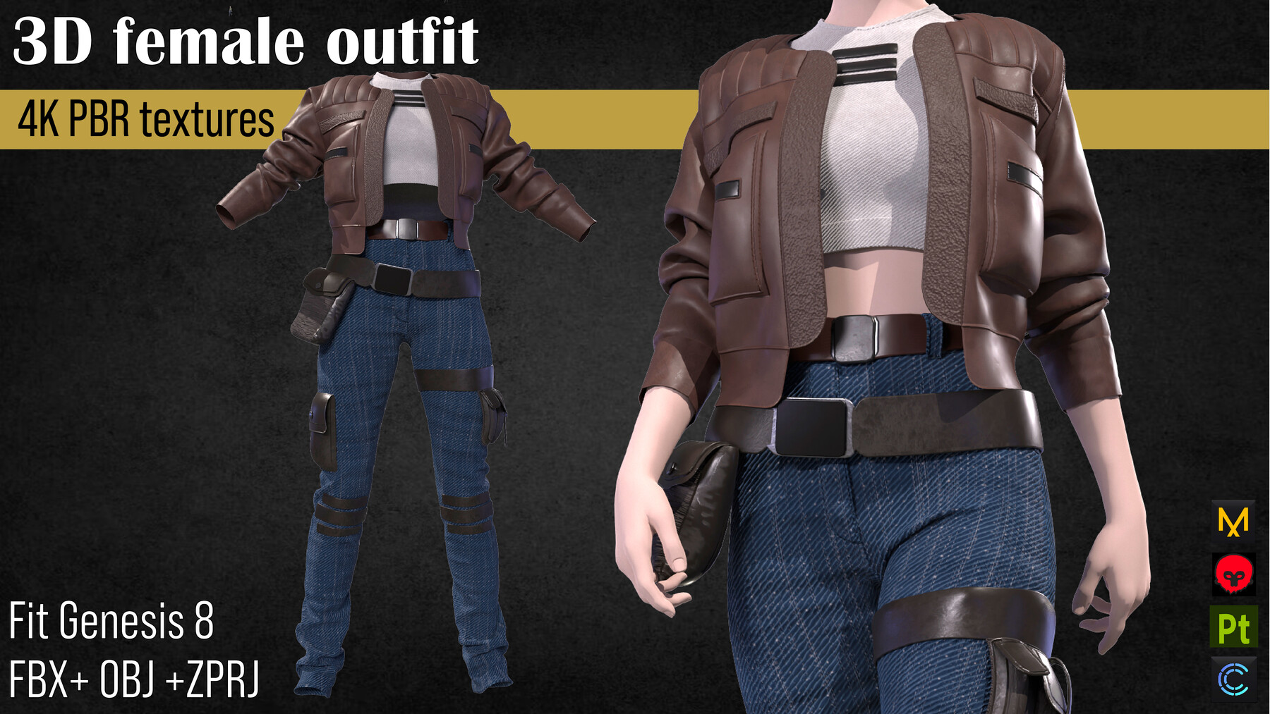 3D girl outfit cyberpunk futuristic woman clothes 3D model