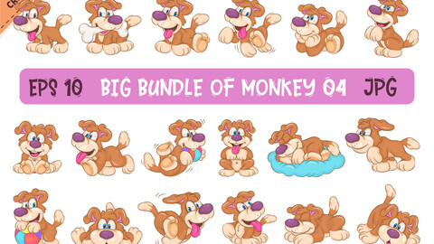 Big Bundle of Cartoon Dogs 04. Clipart.