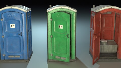 Public Portable Toilet 02 PBR Game Ready