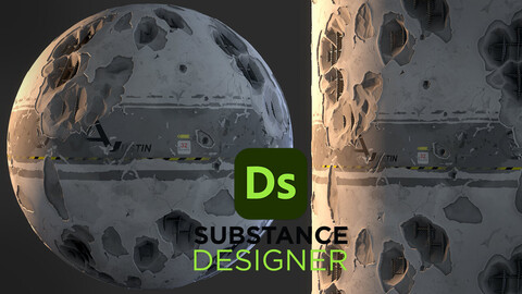 Stylized Damaged Concrete - Substance 3D Designer