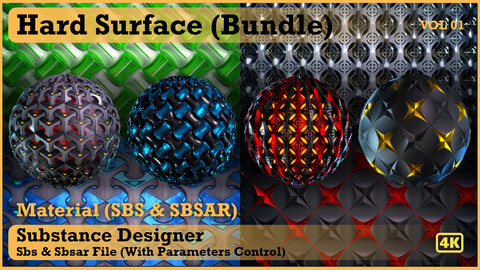Hard Surface material Bundle - VOL 01 - Maps & SBS & SBsar (sci-fi Pattern)