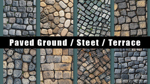 8 Tileable Seamless Paved Ground - Street - Terrace Textures - 1024x1024 px