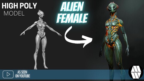 ZBrush Model: Alien Female High Poly ZTL & FBX