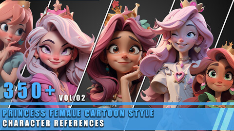 350+ Princess Female Cartoon Style - Character References Vol.02