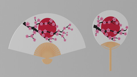 Japanese Hand Fan 1 3d model