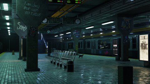 Subway Station Scene 3D Blender File (Textured)