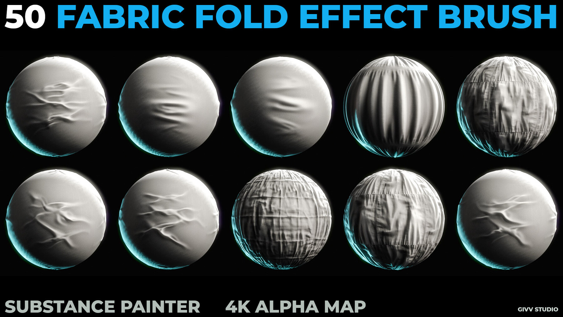 ArtStation 50 Folds And Wrinkle Brush Substance Painter 4k Alpha   File 