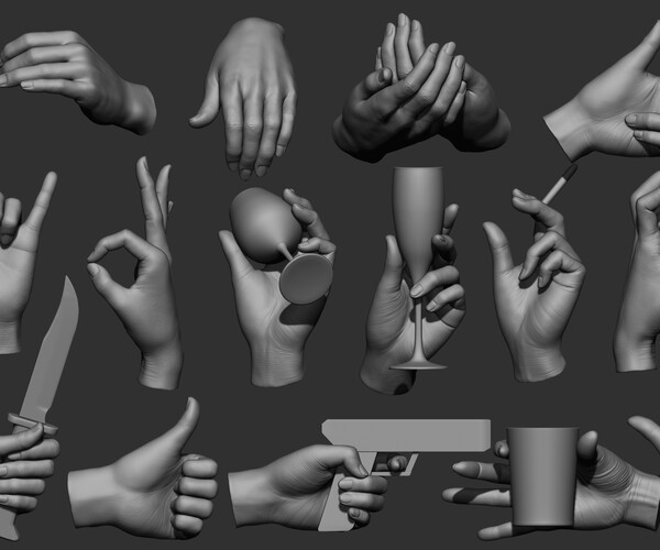 Artstation 15 Female Hand Poses 3d Models Ztlobjstl Resources