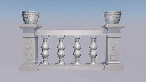 Stone balustrade model 3D V2