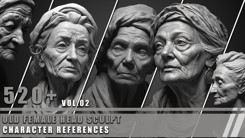 520+ Old Female Head Sculpt - Character References Vol.02