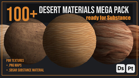 100+ Desert Material MEGA PACK - PBR rendering