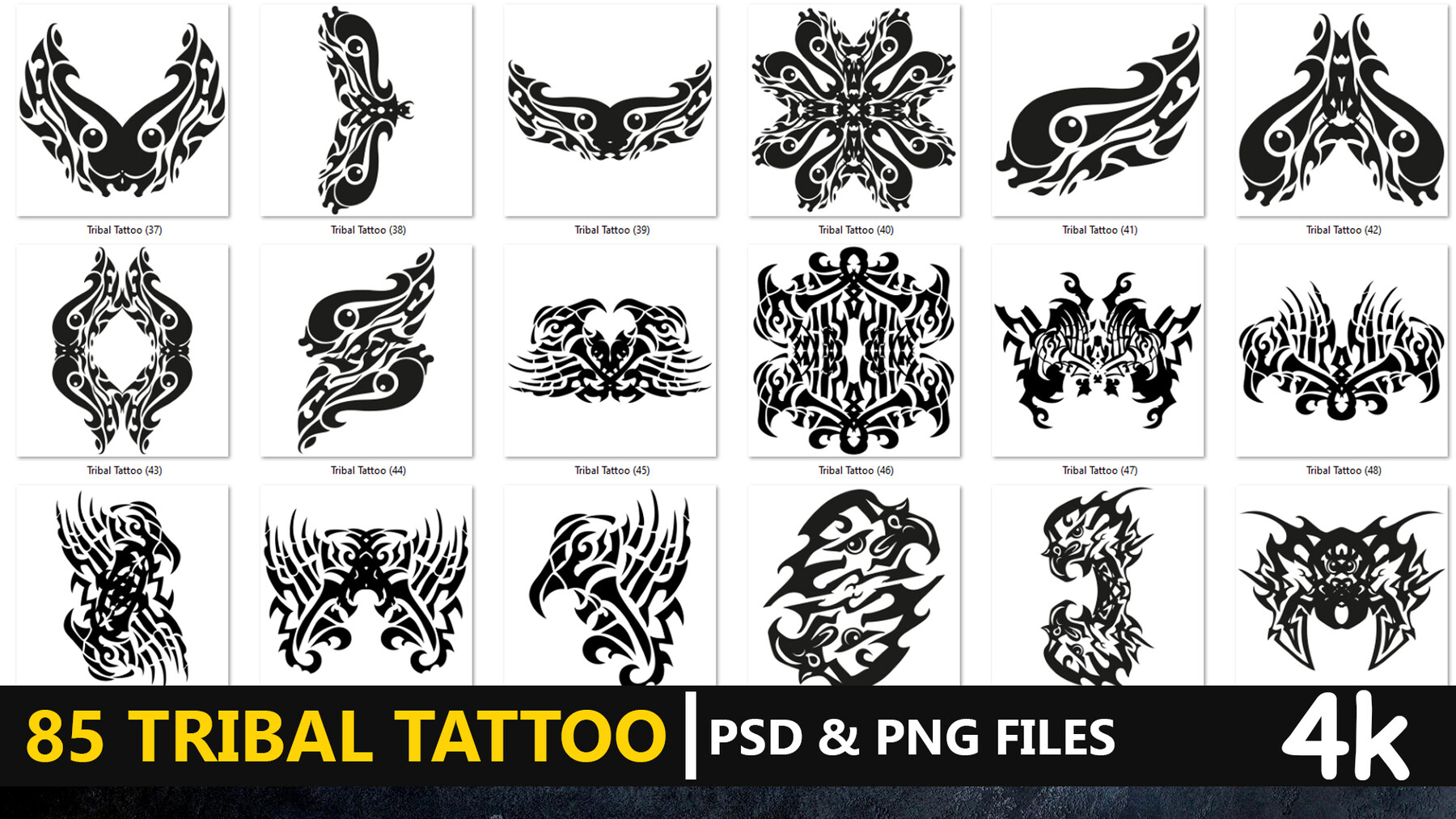 ArtStation - 85 Tribal Tattoo - PNG & PSD Files | Brushes