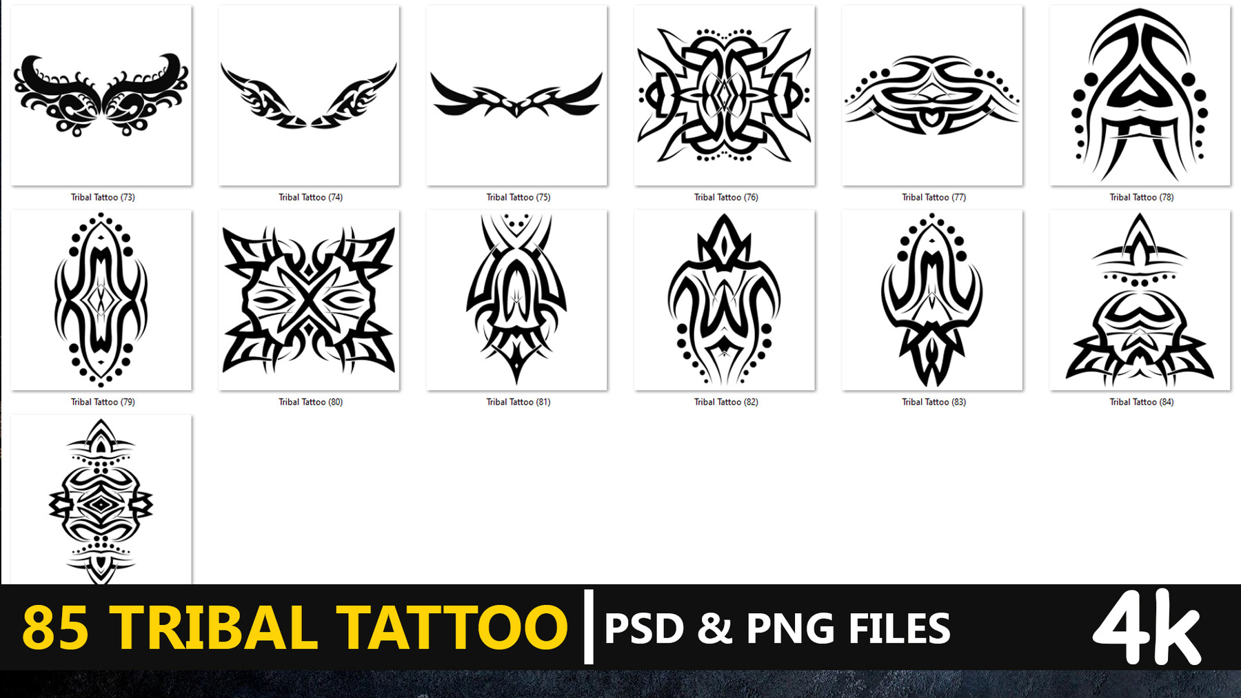 ArtStation - 85 Tribal Tattoo - PNG & PSD Files | Brushes