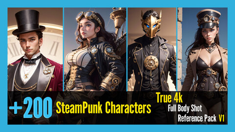 +200 Male/Female SteamPunk Characters - Character And Clothes References Vol.01