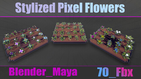 Stylized Pixel Flowers